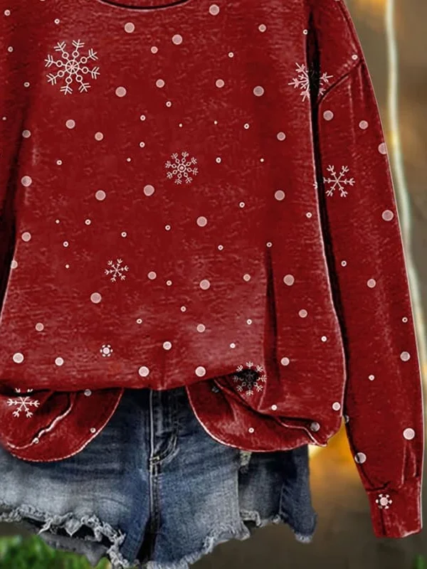 Women Christmas Crew Neck Printing Casual Spring/Fall Long Sleeve Sweatshirt
