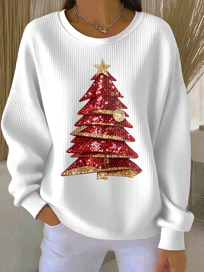 Women Christmas Crew Neck Printing Casual Spring/Fall Long Sleeve Sweatshirt