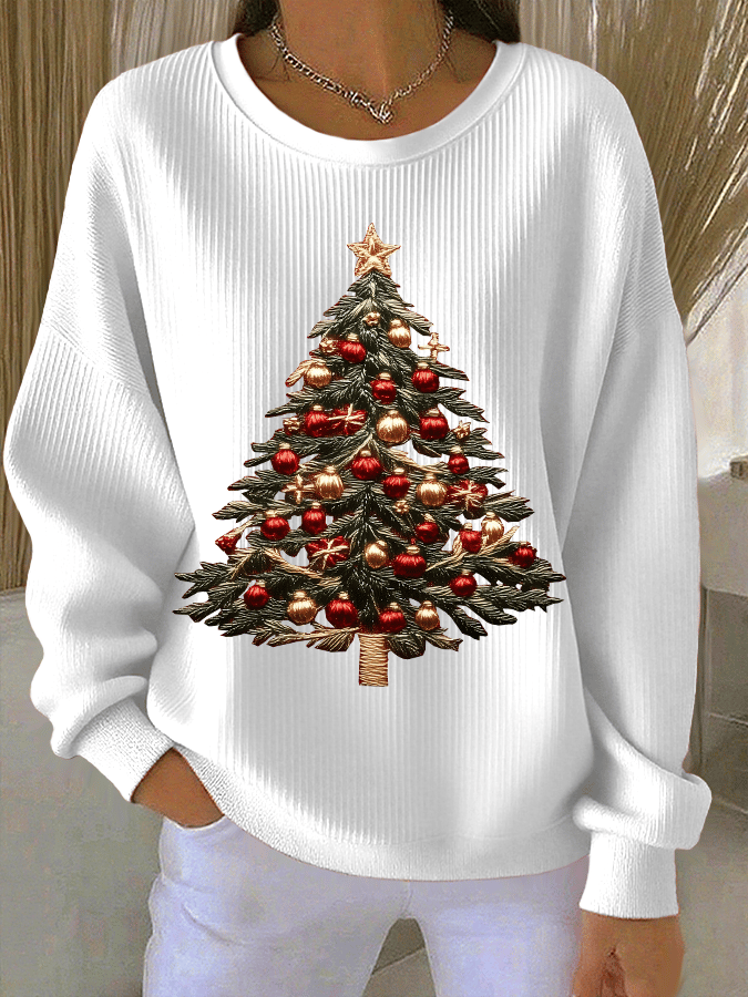 Women Christmas Crew Neck Printing Casual Spring/Fall Long Sleeve Sweatshirt