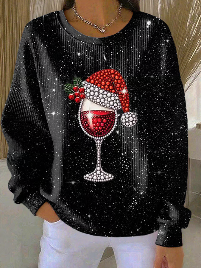 Women Christmas Crew Neck Printing Casual Spring/Fall Long Sleeve Sweatshirt