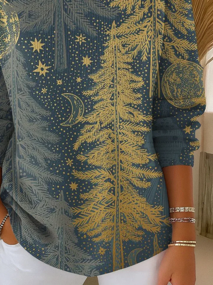 Women Christmas Printing Spring/Fall Casual Long Sleeve Crew Neck Sweater