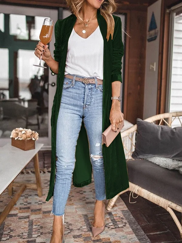 Women Plain Spring/Fall Cover-up Vintage Split Joint Lightweight Cardigan