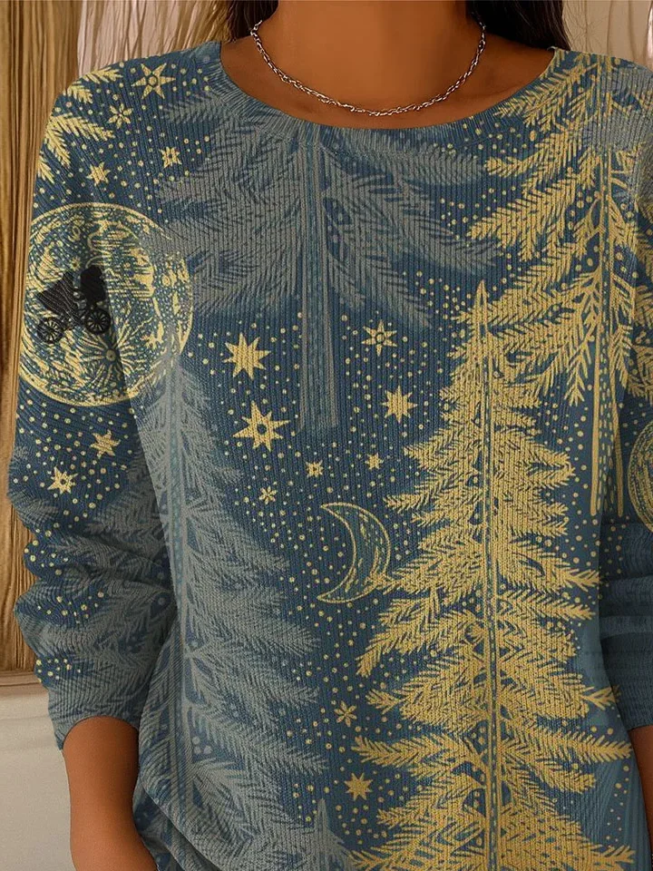 Women Christmas Printing Spring/Fall Casual Long Sleeve Crew Neck Sweater