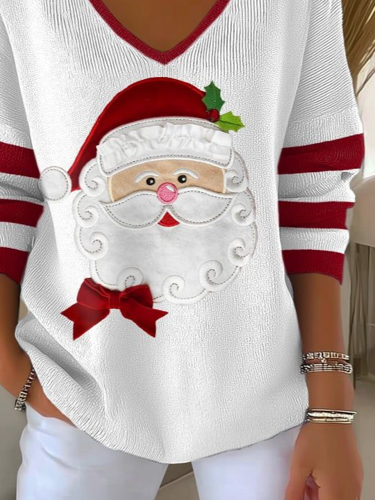 Women Striped Long Sleeve Tee T-shirt V Neck Printing Casual Spring/Fall Top