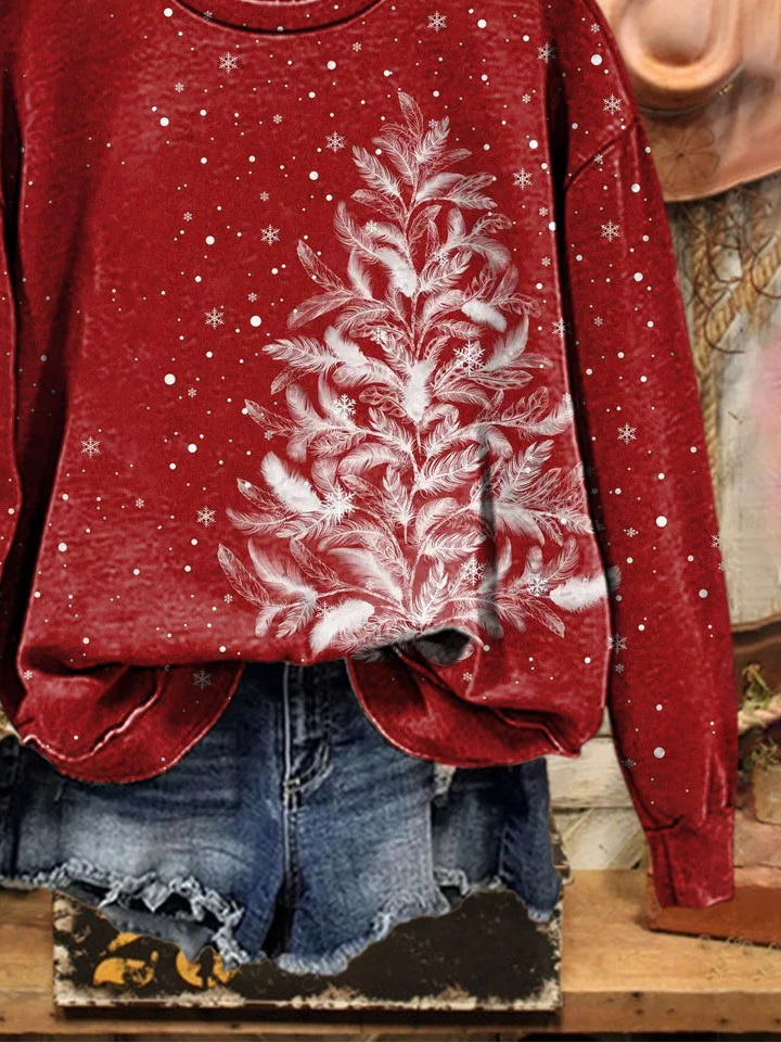 Women Christmas Crew Neck Printing Casual Spring/Fall Long Sleeve Sweatshirt