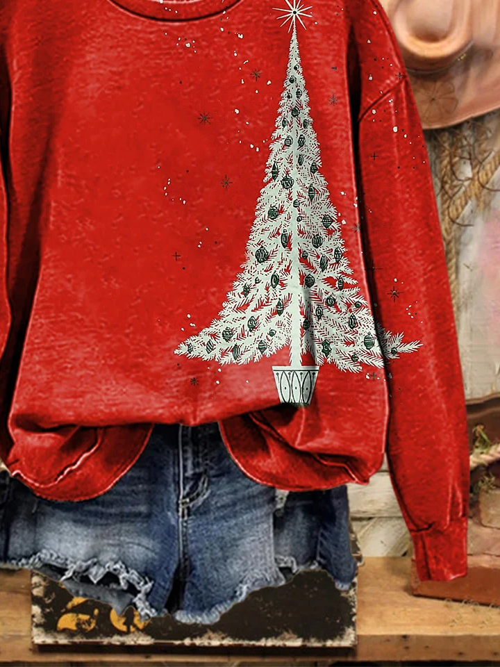 Women Christmas Crew Neck Printing Casual Spring/Fall Long Sleeve Sweatshirt