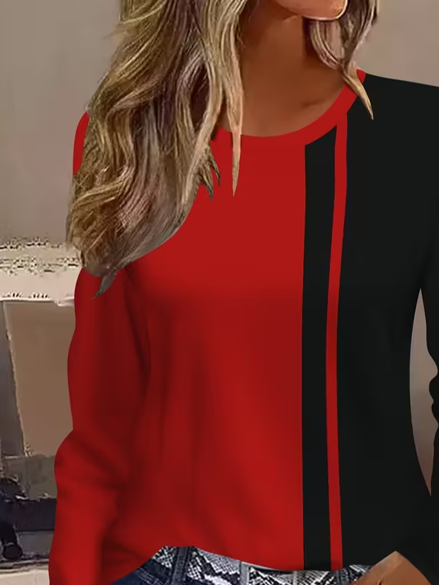 Women Abstract Long Sleeve Tee T-shirt Crew Neck Printing Casual Spring/Fall Graphic Tee Top