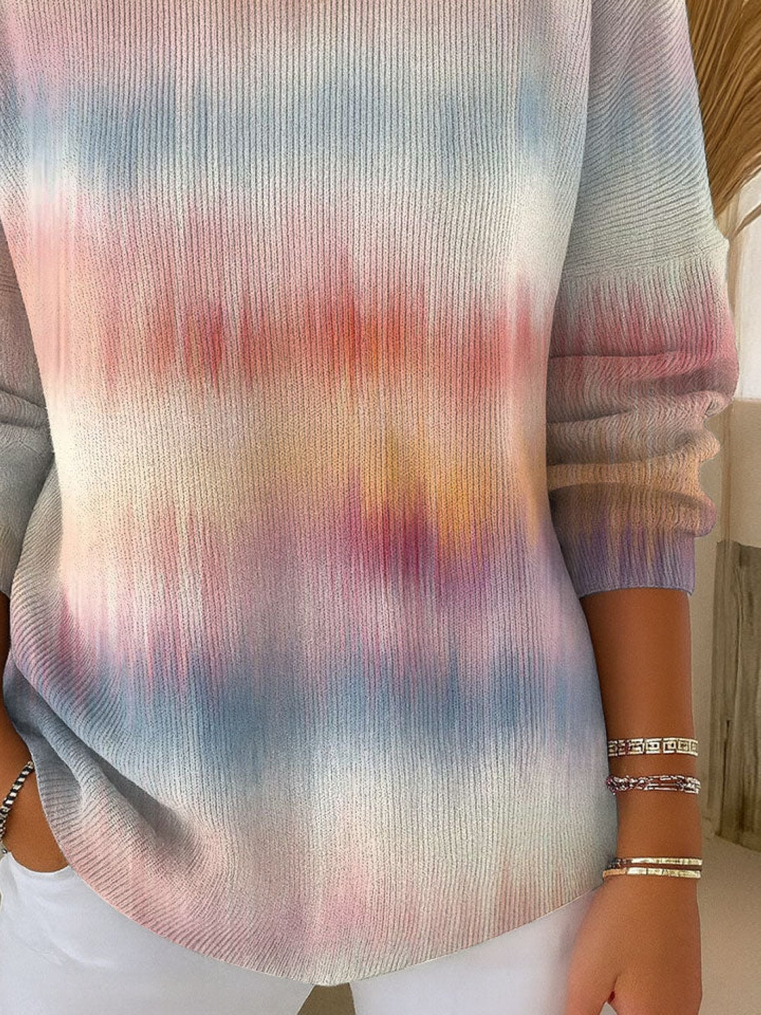 Women Abstract Printing Spring/Fall Casual Long Sleeve Crew Neck Sweater