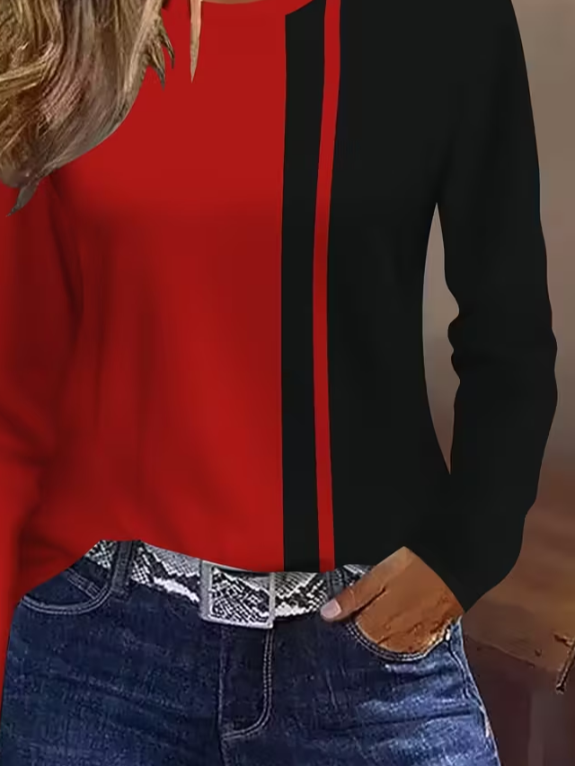 Women Abstract Long Sleeve Tee T-shirt Crew Neck Printing Casual Spring/Fall Graphic Tee Top