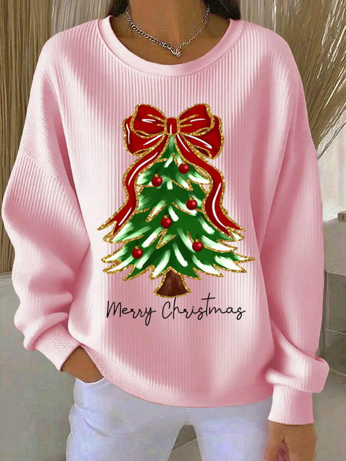 Women Christmas Crew Neck Printing Casual Spring/Fall Long Sleeve Sweatshirt