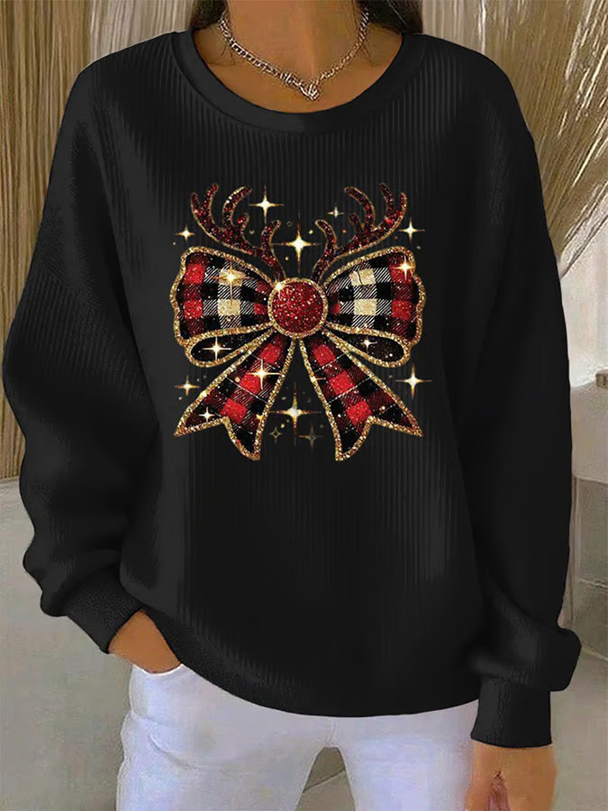Women Christmas Crew Neck Printing Casual Spring/Fall Long Sleeve Sweatshirt