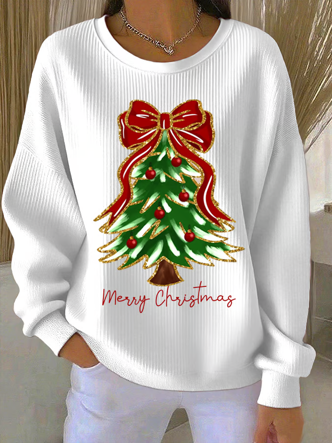 Women Christmas Crew Neck Printing Casual Spring/Fall Long Sleeve Sweatshirt