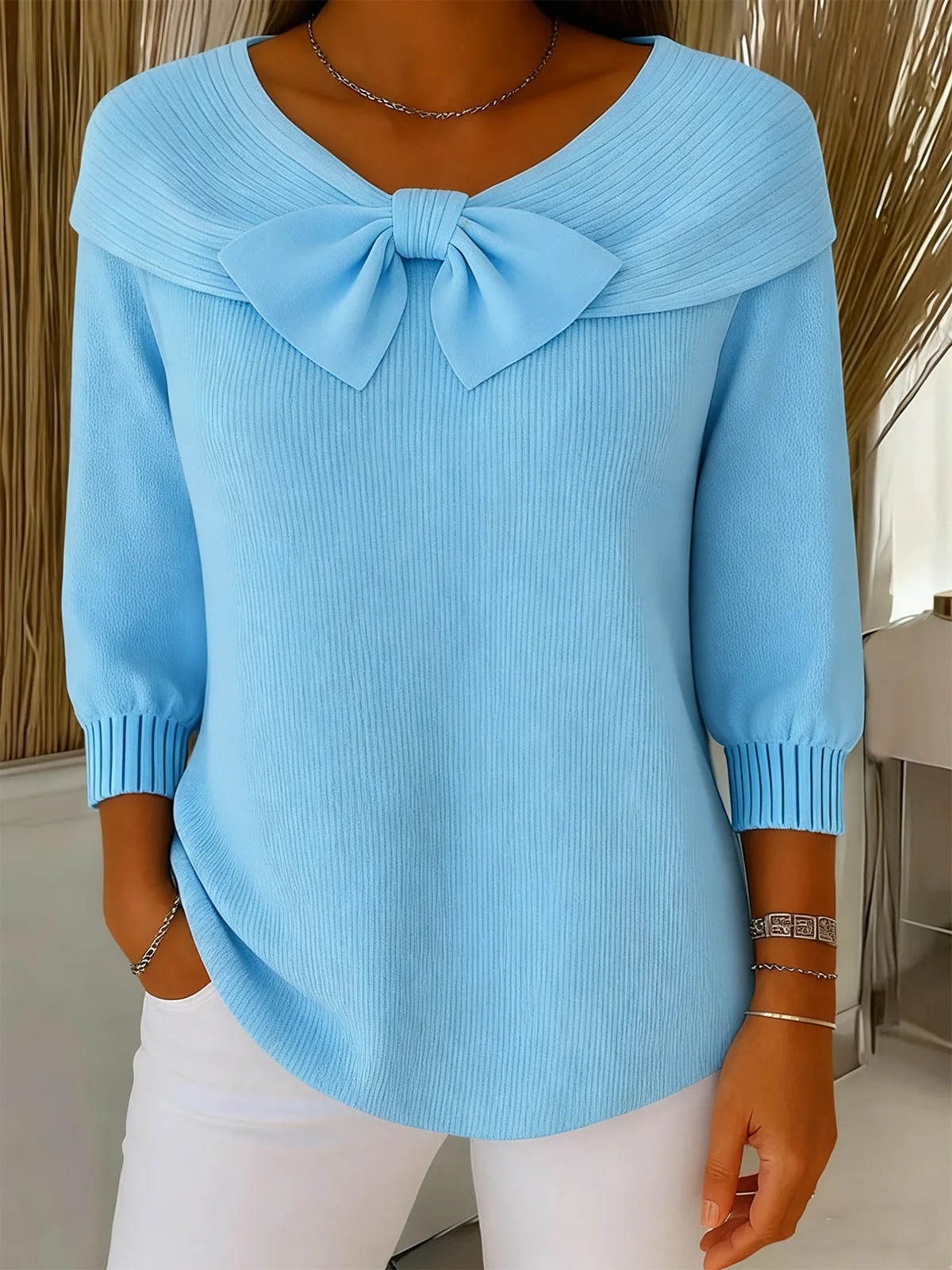 Plain Simple Crew Neck Loose Knit Top
