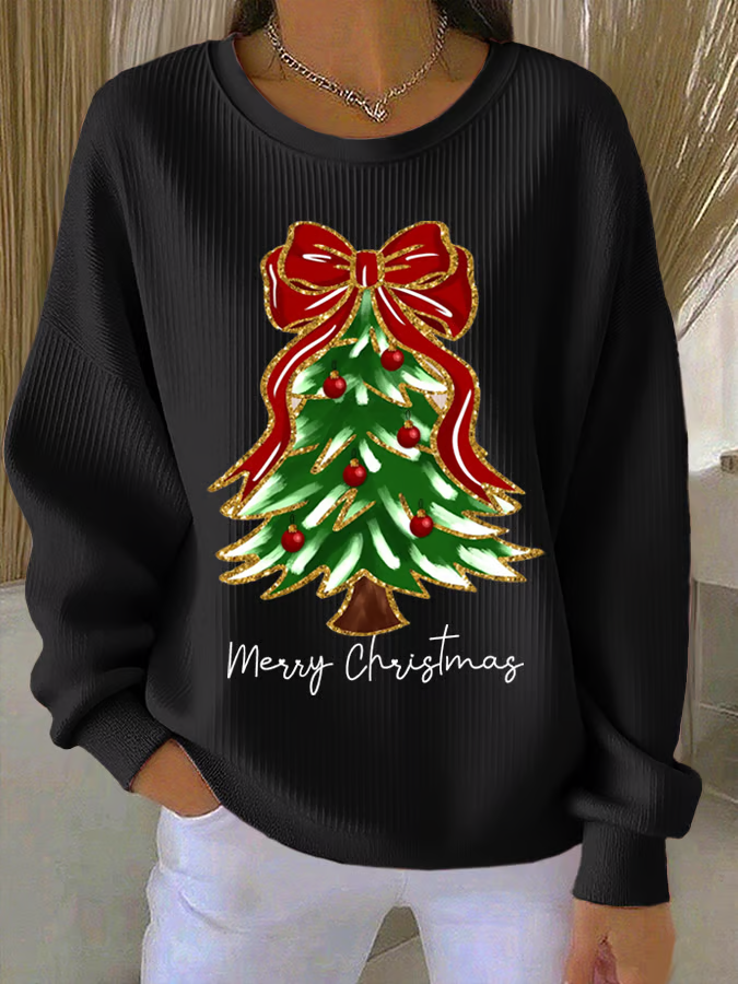 Women Christmas Crew Neck Printing Casual Spring/Fall Long Sleeve Sweatshirt