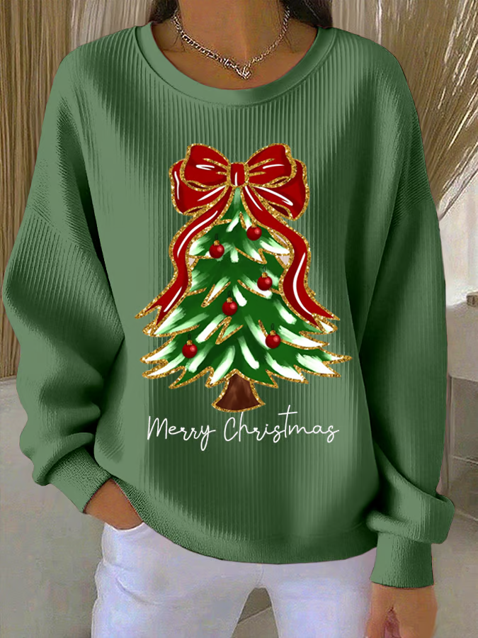 Women Christmas Crew Neck Printing Casual Spring/Fall Long Sleeve Sweatshirt