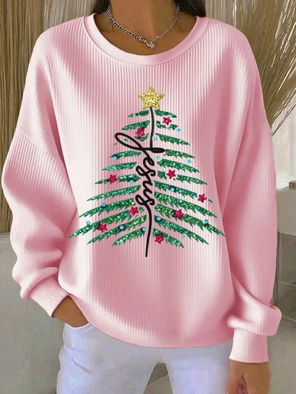 Women Christmas Crew Neck Printing Casual Spring/Fall Long Sleeve Sweatshirt
