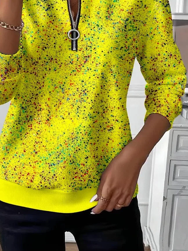 Women Abstract Crew Neck Printing Casual Spring/Fall Long Sleeve Sweatshirt