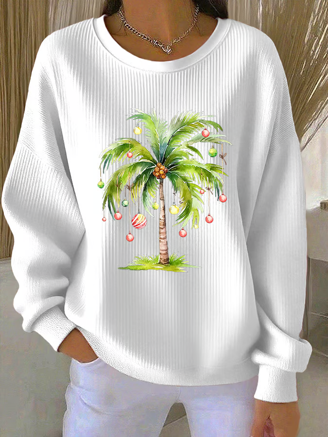 Women Christmas Crew Neck Printing Casual Spring/Fall Long Sleeve Sweatshirt