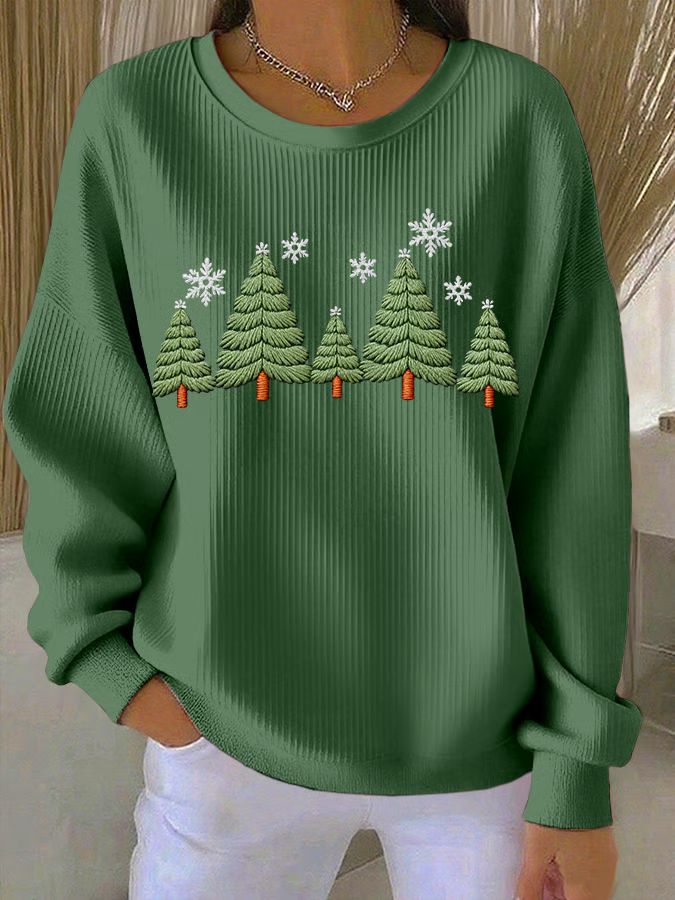 Women Christmas Crew Neck Printing Casual Spring/Fall Long Sleeve Sweatshirt