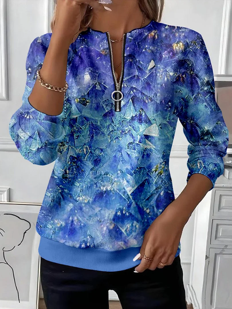 Women Abstract Crew Neck Printing Casual Spring/Fall Long Sleeve Sweatshirt