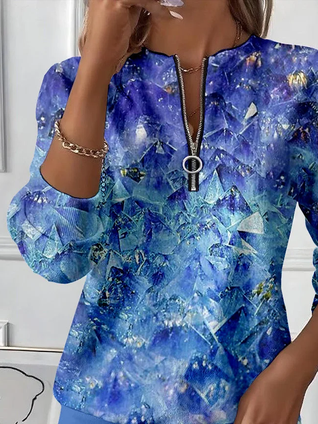 Women Abstract Crew Neck Printing Casual Spring/Fall Long Sleeve Sweatshirt