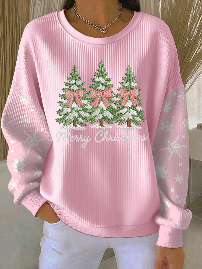 Women Christmas Crew Neck Printing Casual Spring/Fall Long Sleeve Sweatshirt