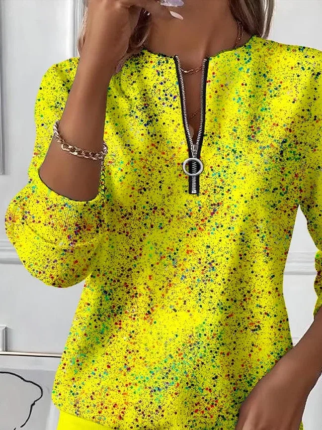 Women Abstract Crew Neck Printing Casual Spring/Fall Long Sleeve Sweatshirt