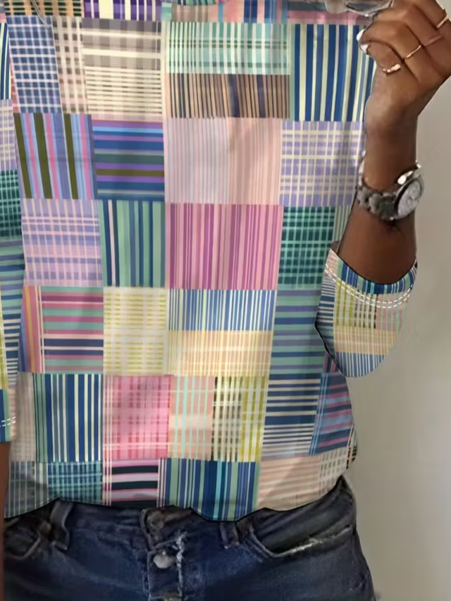 Women Abstract Long Sleeve Tee T-shirt Crew Neck Printing Casual Spring/Fall Graphic Tee Top