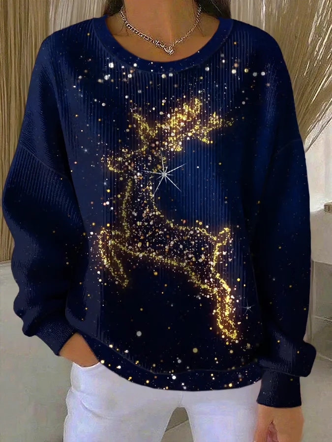 Women Christmas Crew Neck Printing Casual Spring/Fall Long Sleeve Sweatshirt