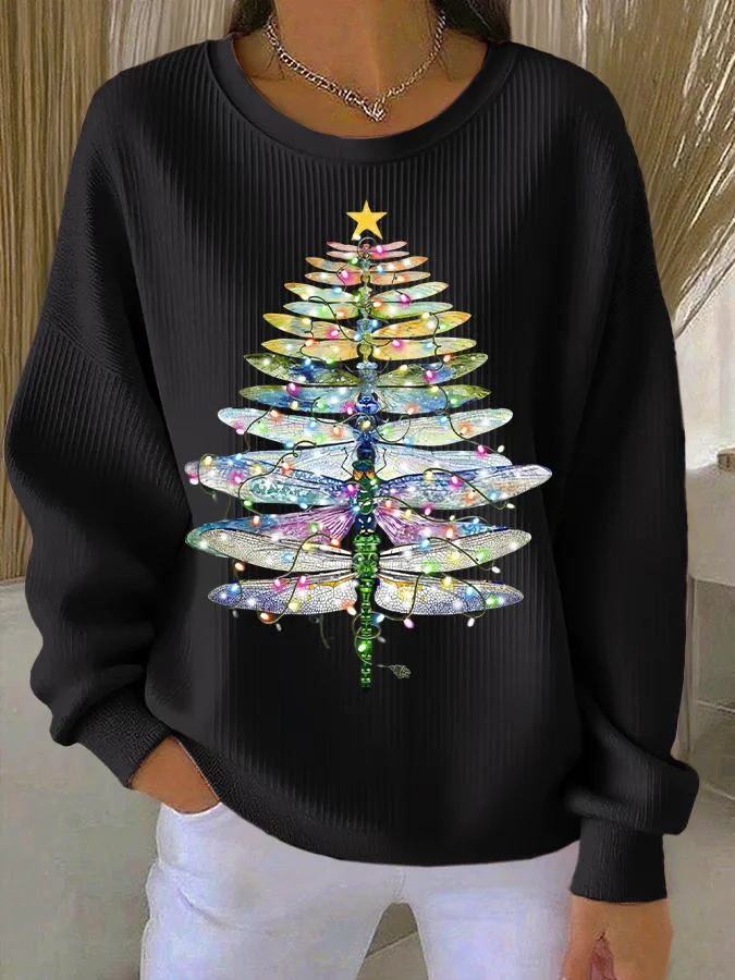 Women Christmas Crew Neck Printing Casual Spring/Fall Long Sleeve Sweatshirt