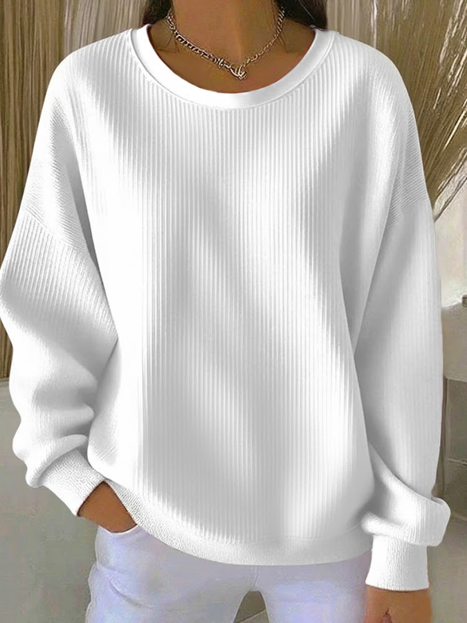Women Plain Crew Neck Printing Casual Spring/Fall Long Sleeve Sweatshirt