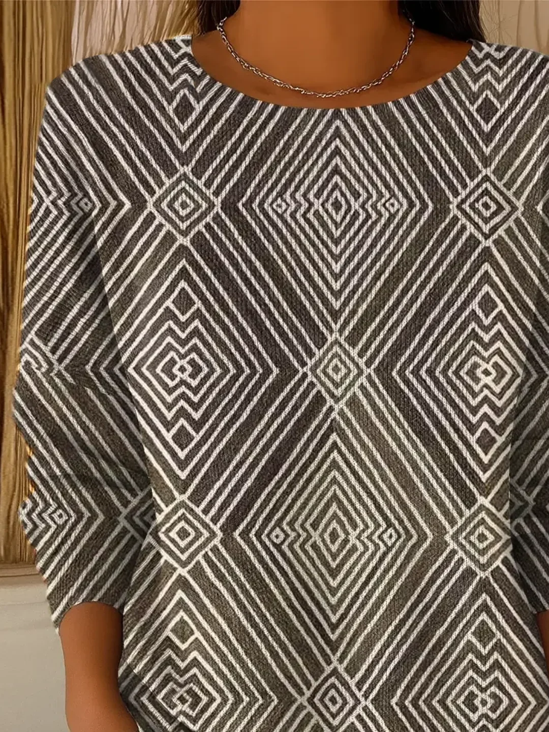 Women Abstract Printing Spring/Fall Casual Long Sleeve Crew Neck Sweater