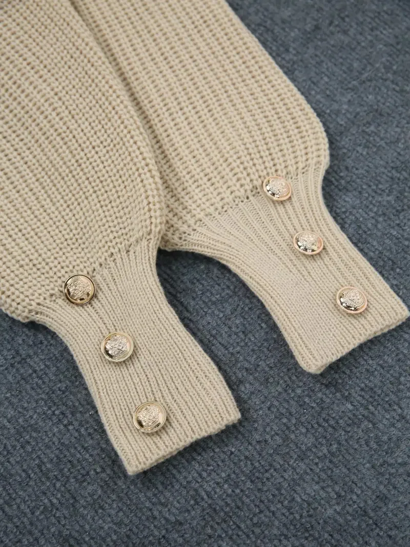 Women Plain Split Joint Winter Street Long Sleeve V Neck Sweater