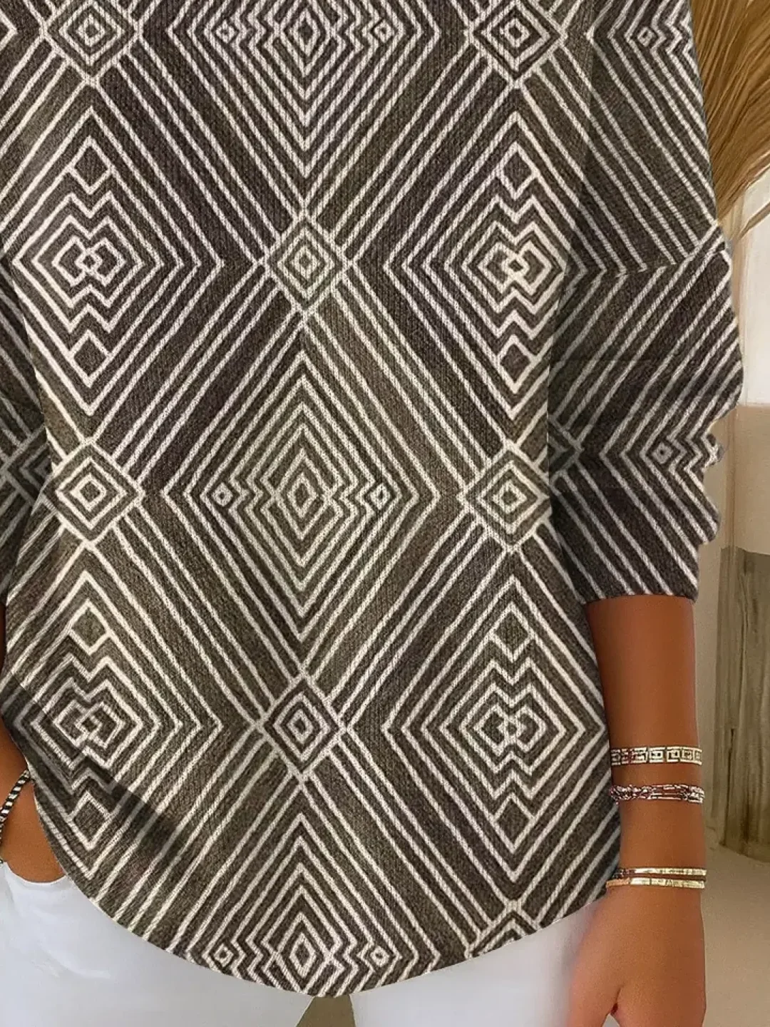 Women Abstract Printing Spring/Fall Casual Long Sleeve Crew Neck Sweater