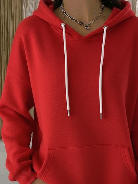 Women Plain Spring/Fall Printing Long Sleeve Casual Daily Hoodie