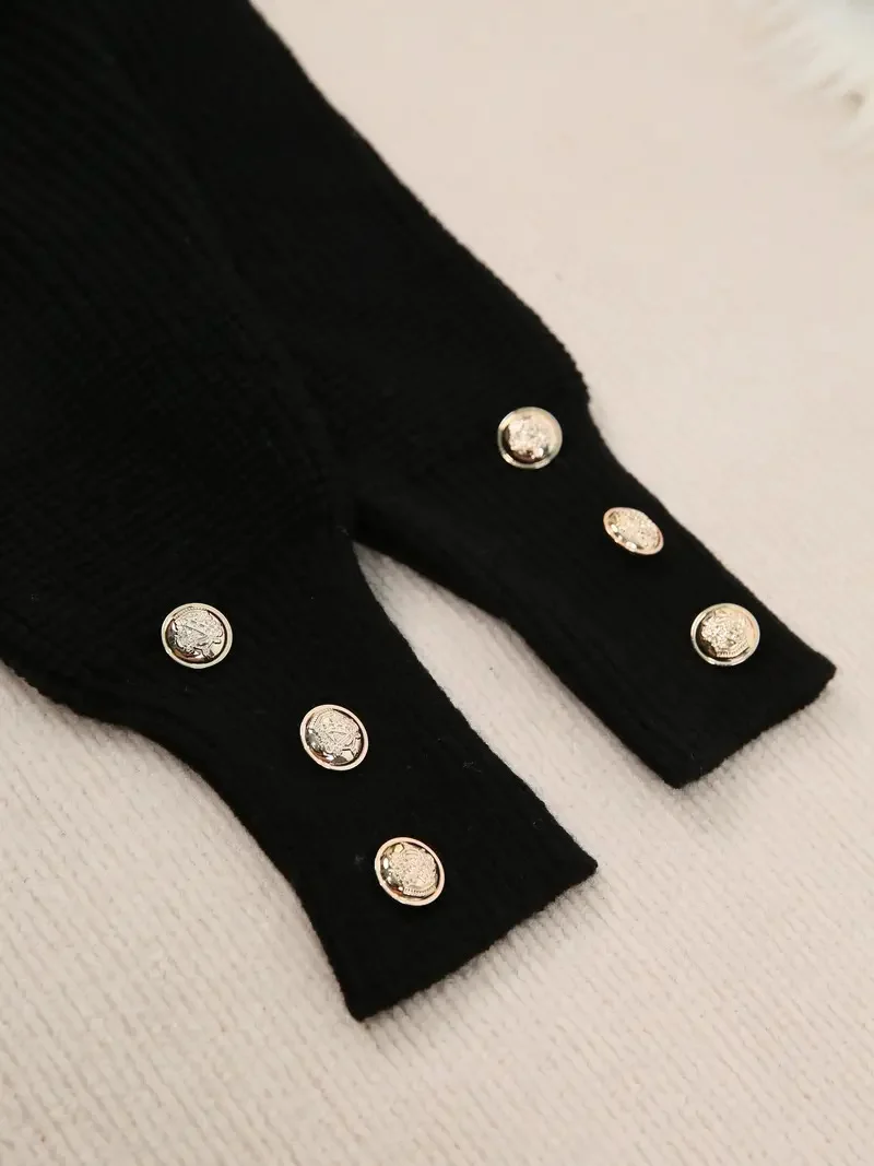 Women Plain Split Joint Winter Street Long Sleeve V Neck Sweater