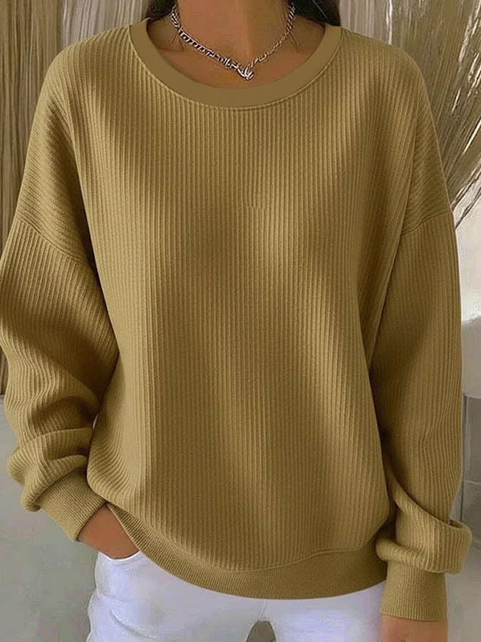 Women Plain Crew Neck Printing Casual Spring/Fall Long Sleeve Sweatshirt