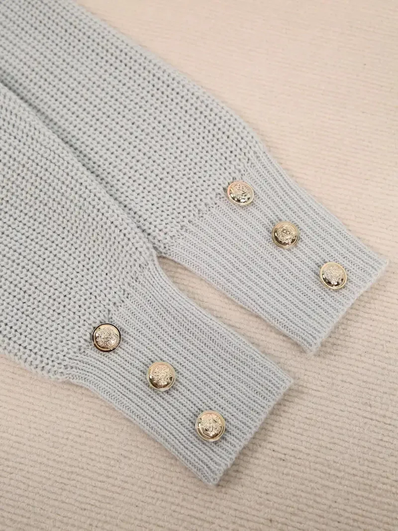 Women Plain Split Joint Winter Street Long Sleeve V Neck Sweater