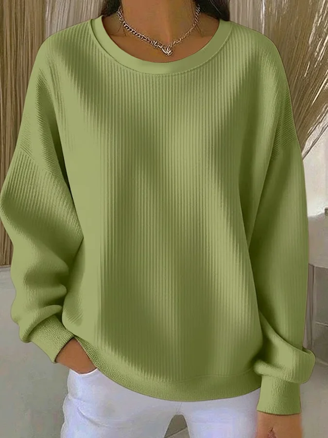 Women Plain Crew Neck Printing Casual Spring/Fall Long Sleeve Sweatshirt