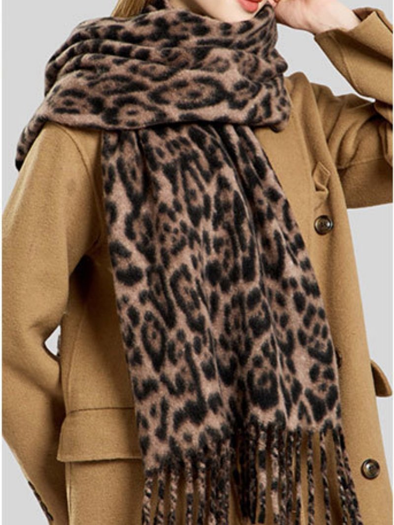 Winter Leopard Print Faux Cashmere Versatile Thick Shawl/scarf/neck Warmer