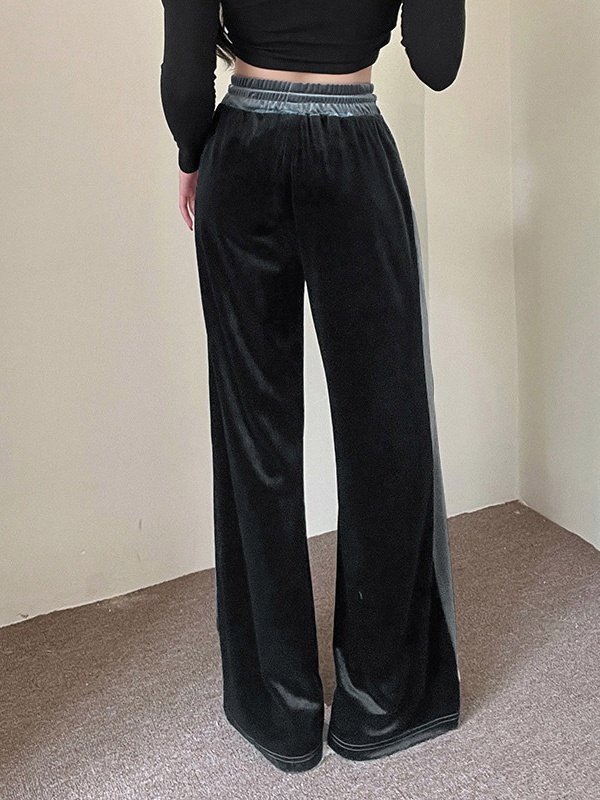 Women Color Block Long Elastic Waist Pants Casual Spring/Fall Trousers