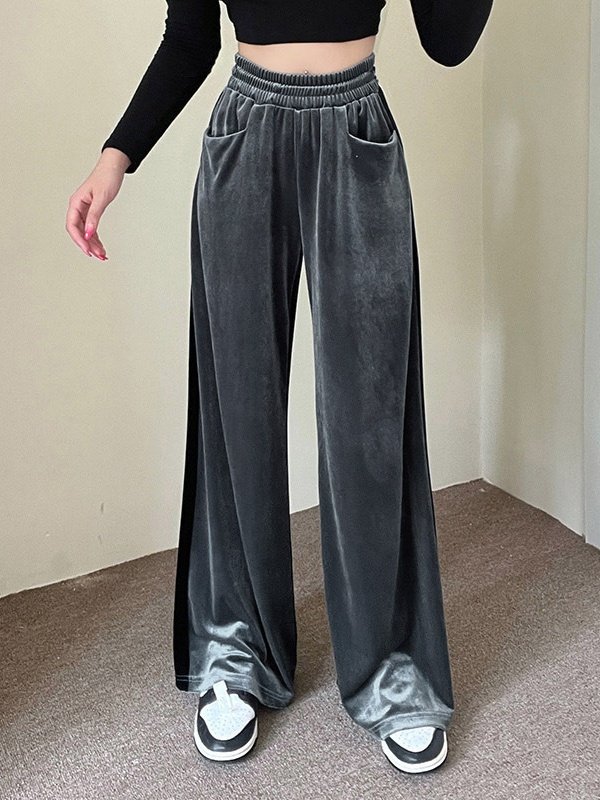 Women Color Block Long Elastic Waist Pants Casual Spring/Fall Trousers