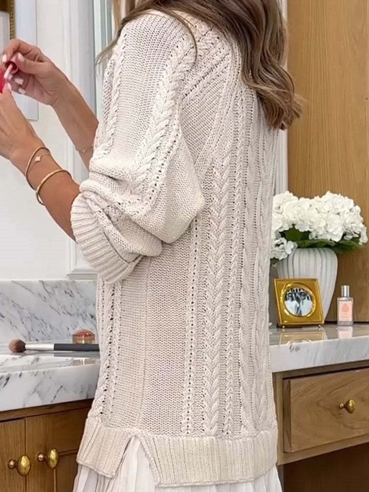 Women Geometric Long Sleeve Autumn Jacquard Dress Crew Neck Daily Sexy Mini Sweater A-Line Dress