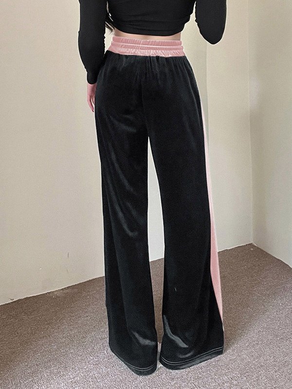 Women Color Block Long Elastic Waist Pants Casual Spring/Fall Trousers