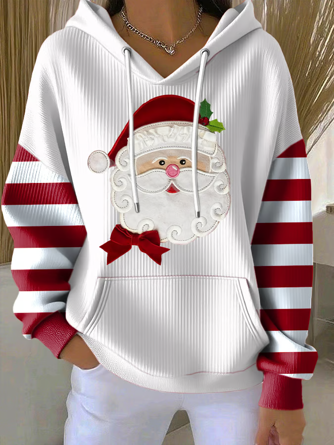 Women Striped Spring/Fall Printing Long Sleeve Casual Daily Hoodie