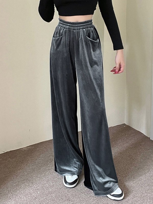Women Color Block Long Elastic Waist Pants Casual Spring/Fall Trousers