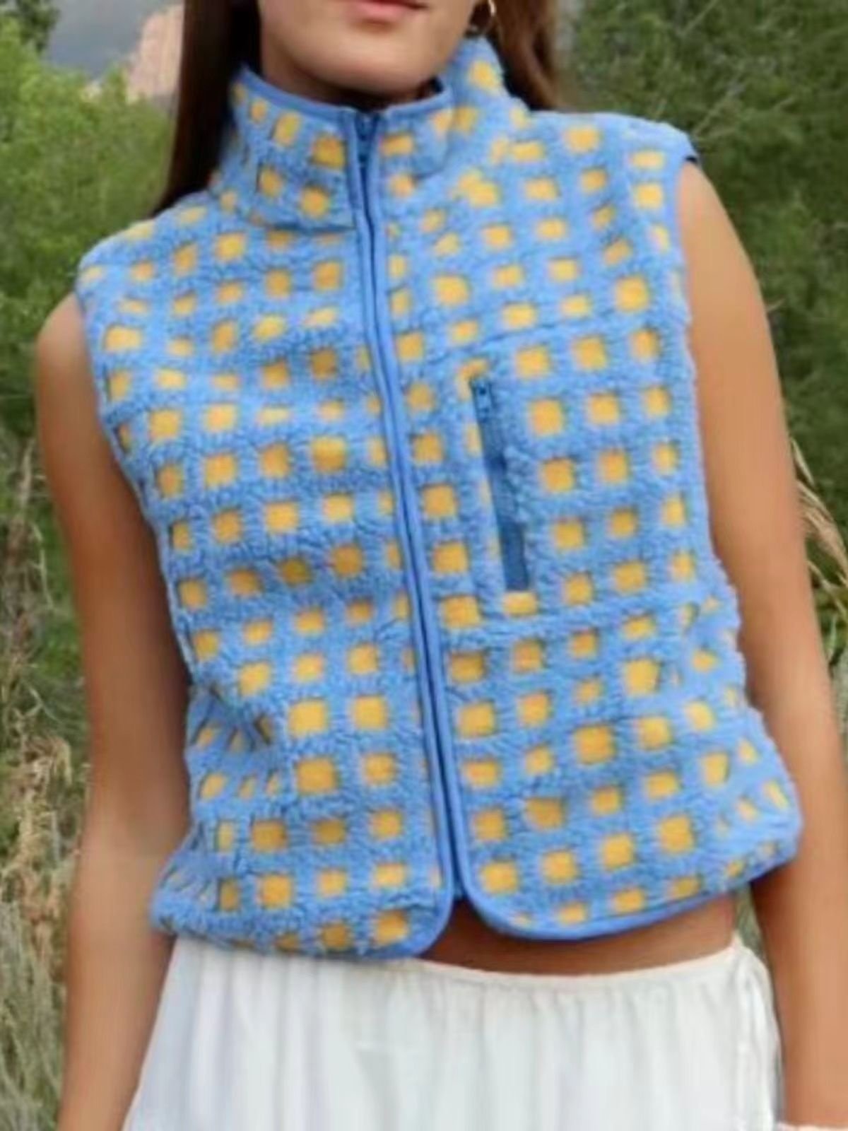 Polyester Cotton Street Mock Neck Regular Fit Vest