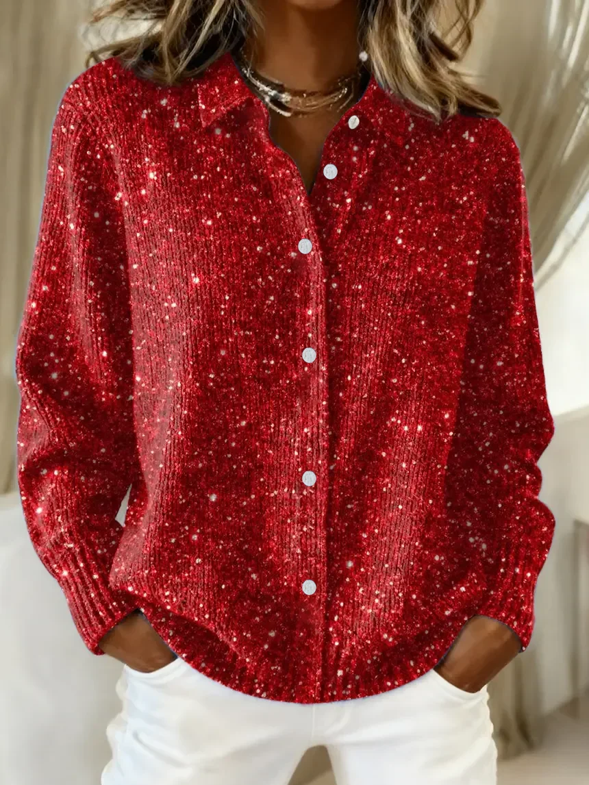 Women Christmas Printing Long Sleeve Shawl Collar Vintage Spring/Fall Cardigan Outerwear