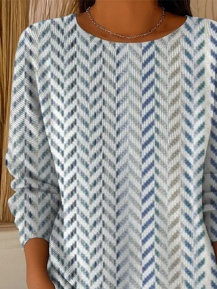 Women Abstract Printing Spring/Fall Casual Long Sleeve Crew Neck Sweater