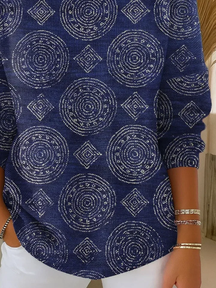 Women Abstract Printing Spring/Fall Casual Long Sleeve Crew Neck Sweater